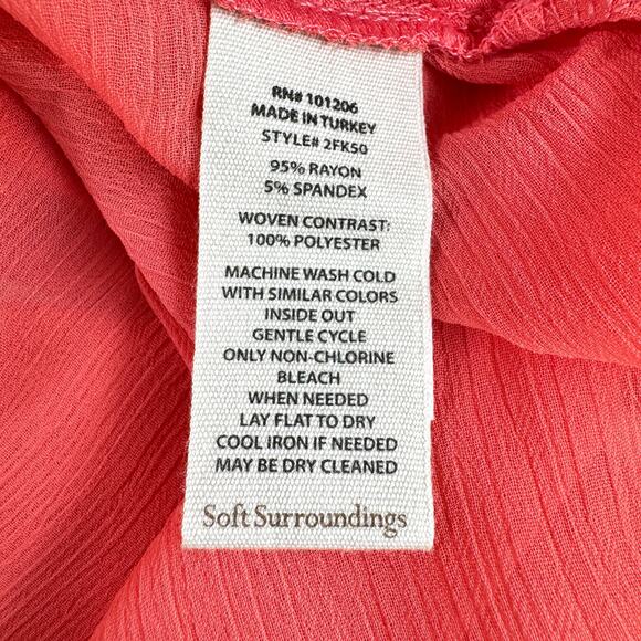 Soft Surroundings Womens Tunic Top Size M Petite Asymmetrical Hem Orange - Picture 5 of 6